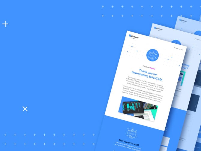A graphic showing emails from a nurture journey for Bricsys
